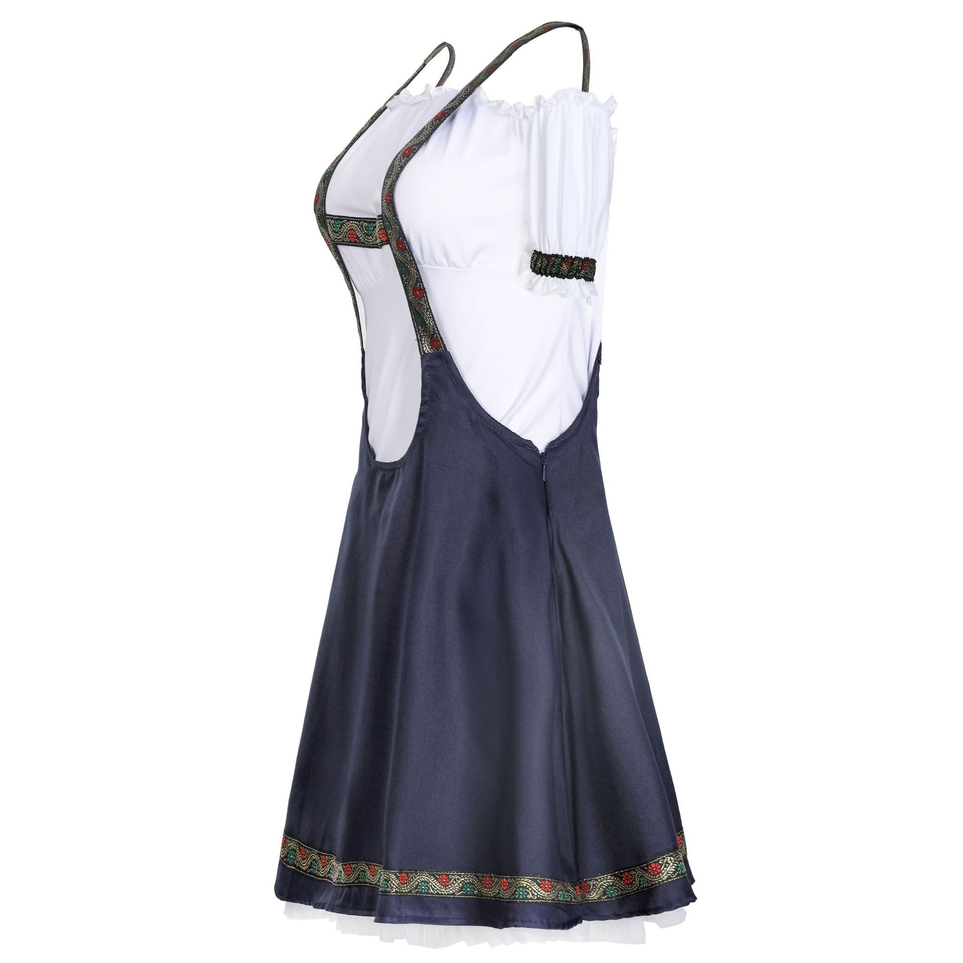 Traditional Oktoberfest Dirndl Dress Costume Womens Embroidered Trim Outfit